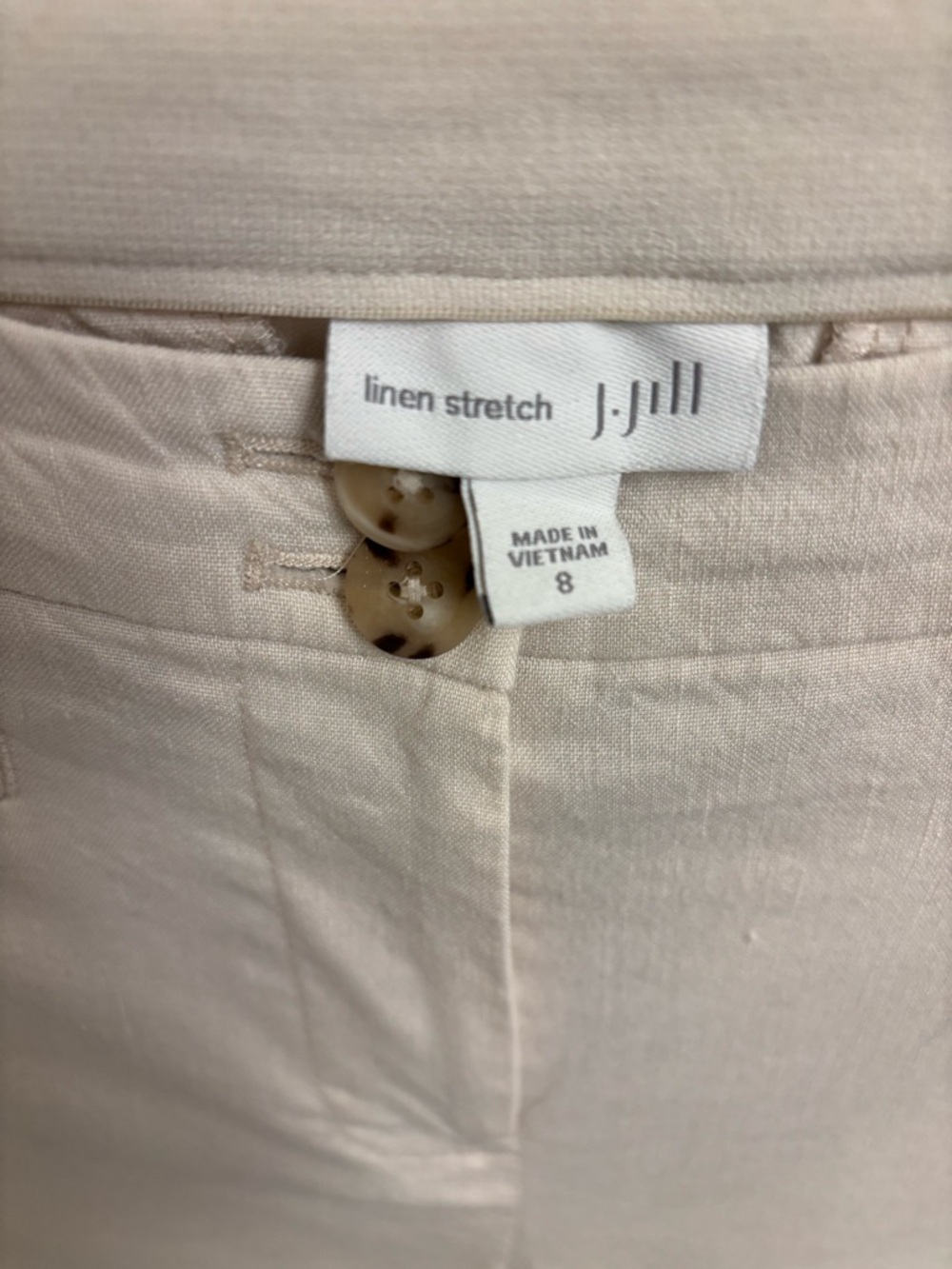 J. Jill Linen Stretch Slim-Leg Pants Slacks Sea Salt Beige Size 8 - Picture 4 of 13